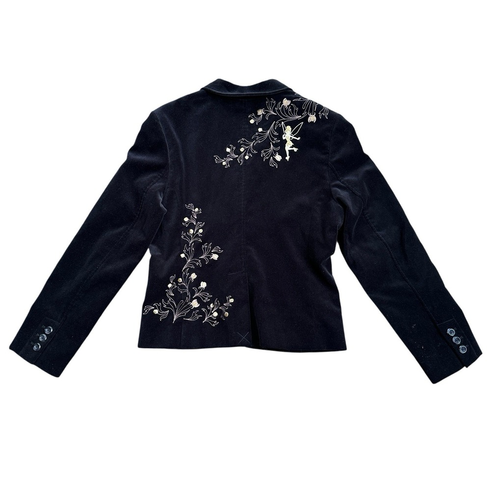 Disney Tinker Bell Velvet Blazer Womens Small Black Embroidered Limited Edition - Picture 2 of 9